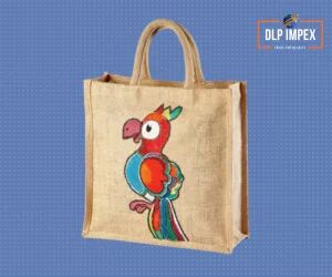 Parrot Hand Painted Jute Bag, Technics : Machine Made