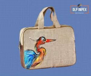 DLP Impex Printed Jute Laptop Bag, Handle Type : Loop Handle