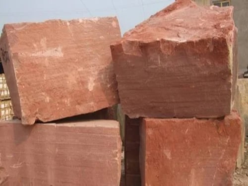 Red Non Polished Solid Sandstone Blocks, For Construction Use, Shape : Rectangular, Square