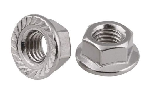 Hex Head Stainless Steel Flange Nut, For Automobile Fittings, Electrical Fittings, Size : Customised