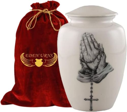 Round Jesus Cross Aluminium Cremation Urn, For Store Human Ashes, Dimension : 7 X 7 X10 Inches