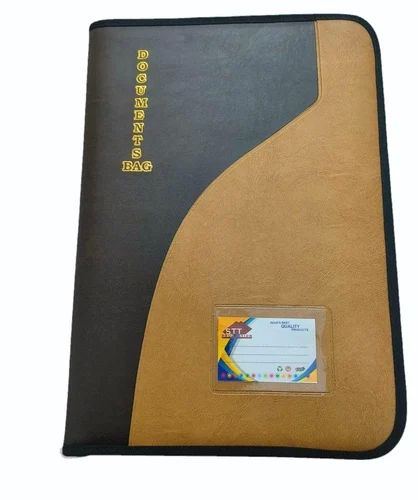 Brown and Black Leather Portfolio File Folder