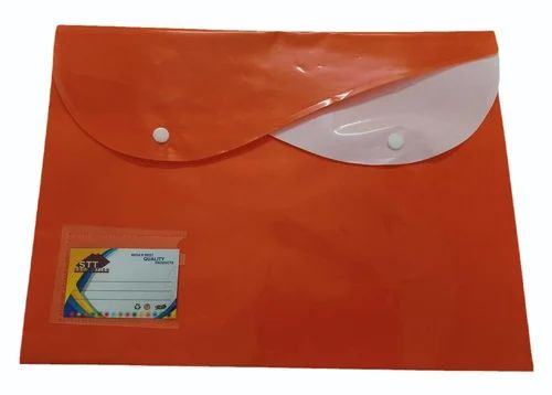 PVC Twin Button File Folder, For School, Color : Orange, White