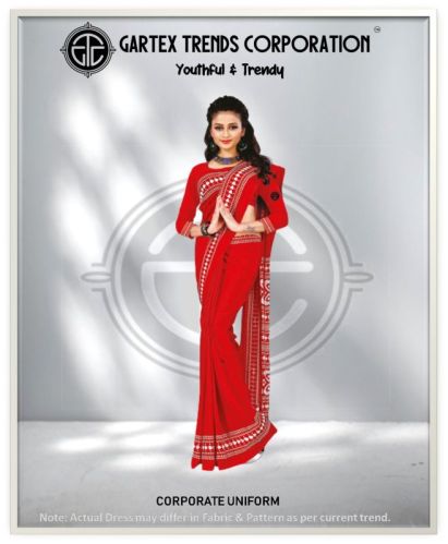 Red Cotton Uniform Sarees, Feature : Anti-wrinkle, Comfortable, Easily Washable