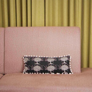 Square Black Pompom Khadi Cotton Pillow Cover, For Home, Hotel, Size : 16x16inch