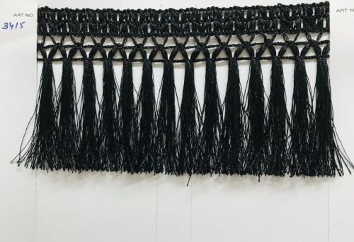 Black Rayon Fringes, For Decoration, Technics : Attractive Pattern
