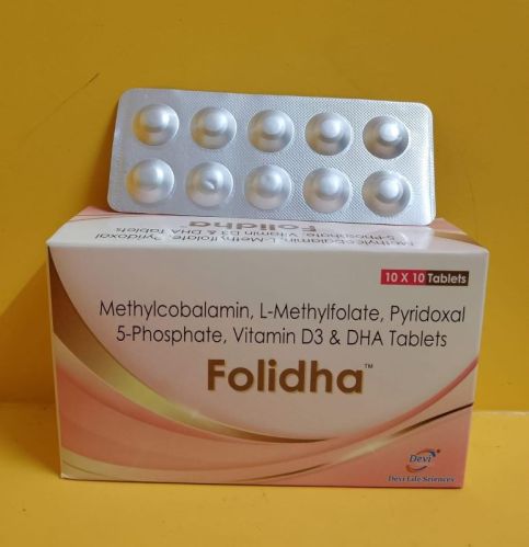 Methylcobalamin L-methylfolate Pyridoxal Phosphate Vitamin D3. DHA 200 TAB Folidha Tablets