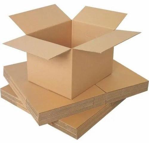 Brown Rectangle Plain Kraft Paper Rectangular Duplex Corrugated Box, For Packaging, Industrial Use