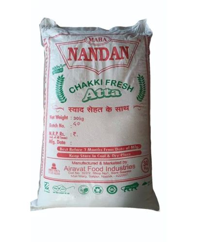 Maha Nandan 30Kg Chakki Fresh Atta, For Cooking, Packaging Type : Plastic Bag
