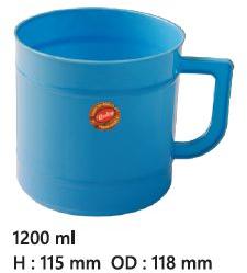 Blue Round 1200ml Close Handle Plastic Mug, For Bathroom, Style : Modern