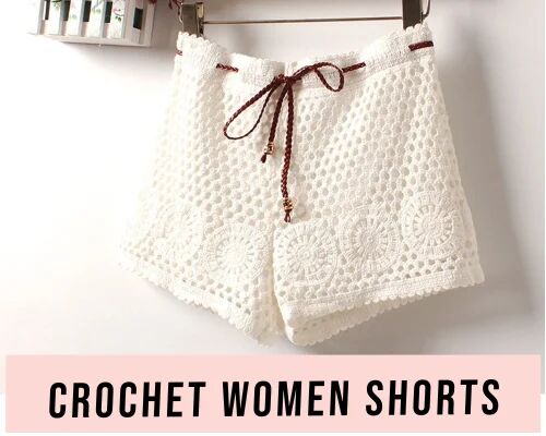 White Crochet Women Shorts