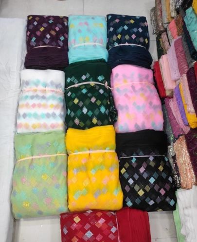 Devkashi Multi Georgette Sequence Fabric, For Garments