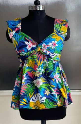 Printed Ladies Polyester Sleeveless Tops, Occasion : Party Wear