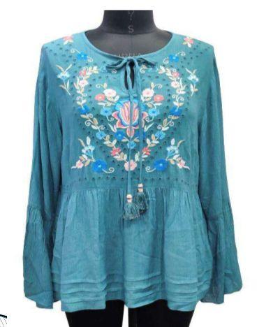 Ladies Rayon Crepe Long Sleeve Tops, Technics : Machine Made