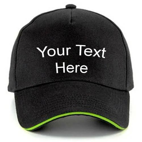 Black Round Cotton Customized Printed Cap, For Promotional, Occasion : Casual Wear