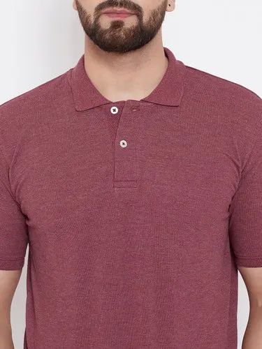 Mens Cotton Light Maroon Polo T Shirt