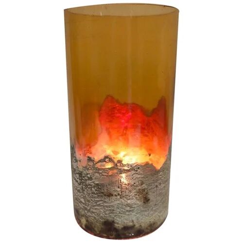 Orange 6inch Table Top Glass Candle Holder, For Decoration, Shape : Cylindrical
