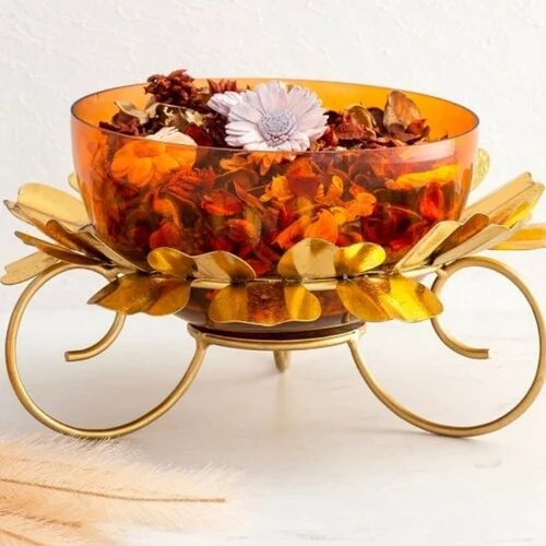 Round Solid Glass Floating Bowl, Color : Orange