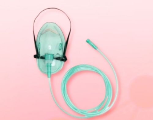 Elastic Headloop Plastic Oxygen Mask, For Hospital, Color : Green