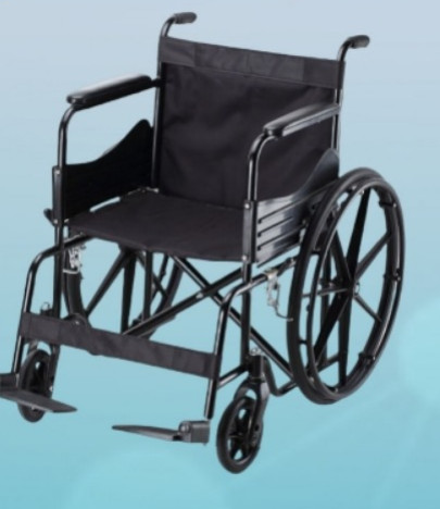 Black Manual Polished Wheelchair, For Hospital Use, Frame Material : Iron