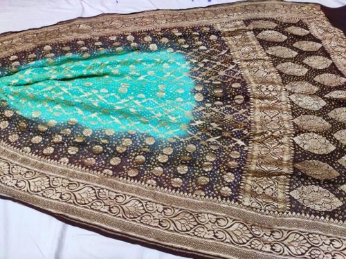 Pure Banarasi Khaddi Georgette Bandhej Dupatta, Feature : Anti-wrinkle, Impeccable Finish, Skin Friendly