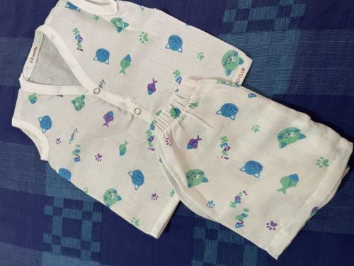 Dino Club Printed Round Cotton New Born Baby Clothes, Size : Medium