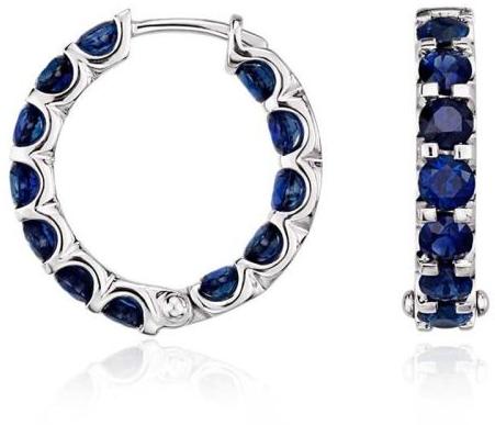 Blue Sapphire Hoop Earrings