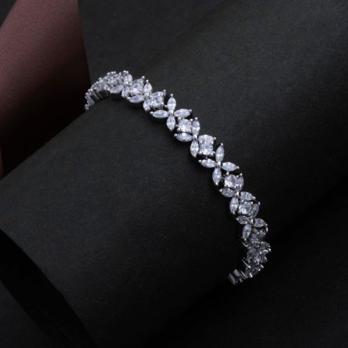 Marquise Nature Inspired Flower Petal Diamond Bracelet