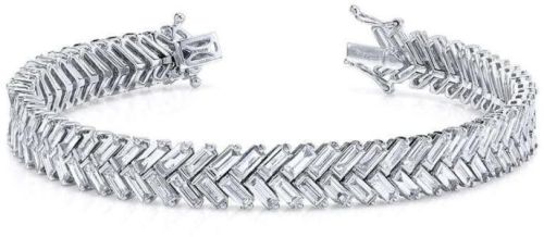 Zipper Chain Style Baguette Diamond Tennis Bracelet
