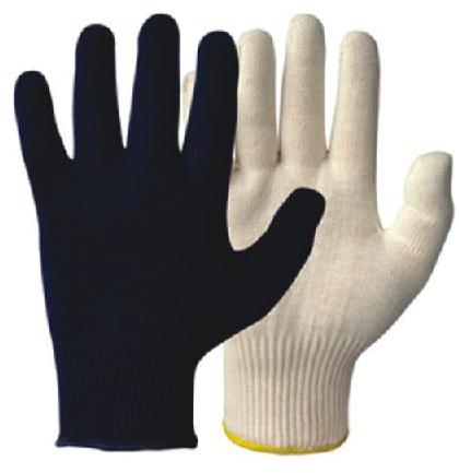 Cotton Knitted Hand Gloves, Color : Blue / White