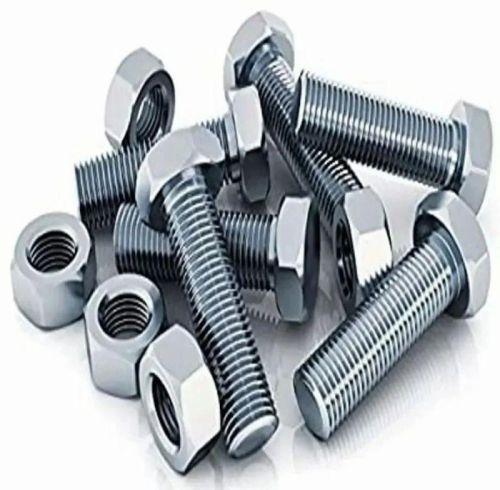 Shiny Silver Polished Galvanized Iron Gi Nut Bolt, For Industrial, Size : All Sizes