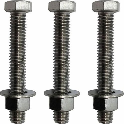 Silver Round Stainless Steel Bolt & Nut, For Industrial, Size : All Sizes