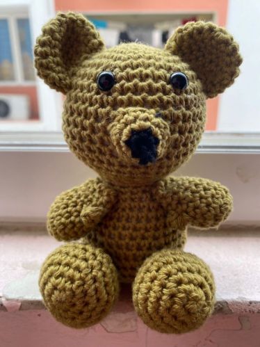 Crocheted Cotton Crochet Teddy Bear, For Baby Playing, Decoration, Gifting, Feature : Attractive Look