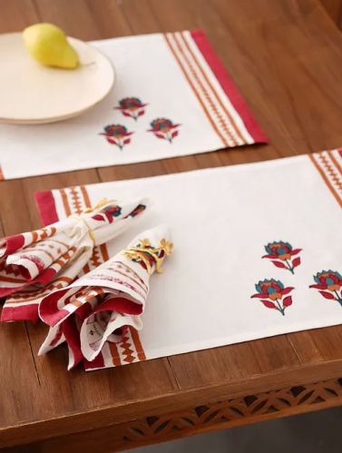 Cotton Embroidered Table Mats, Shape : Rectangular