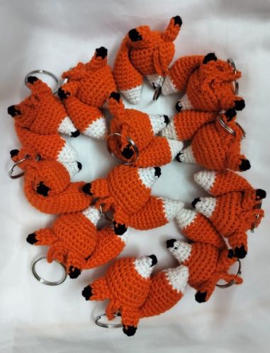 Crocheted Cotton Thread Fox Design Crochet Keychain