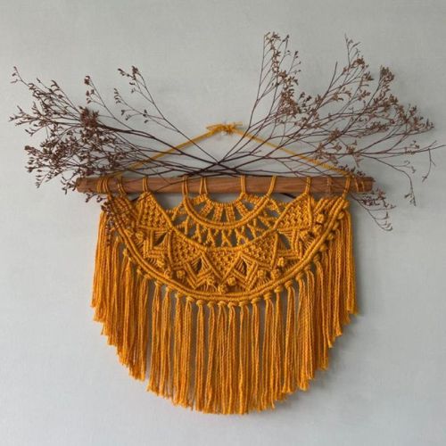 Cotton Orange Macrame Wall Hanging