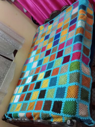 Checked Cotton Crochet Square Bed Cover, Feature : Comfortable, Easily Washable