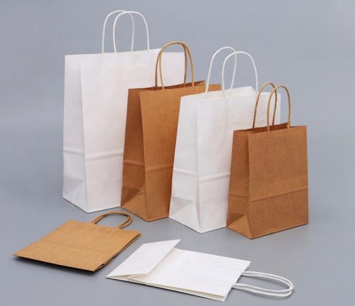 Brown and White Paper Bags, Size : 12x10inch, 14x10inch, 16x12inch, 6x8x4 Inch