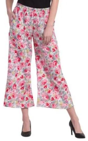 Crepe Ladies Floral Printed Palazzo, Occasion : Casual Wear