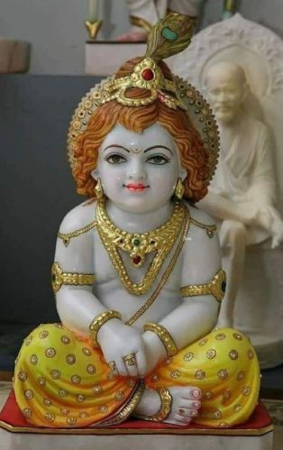 Marble Laddu Gopal Statue, For Worship, Temple, Interior Decor, Office, Home, Gifting, Packaging Type : Thermocol Box