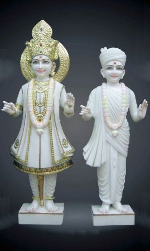 Marble Swami Narayan Statue, For Worship, Temple, Interior Decor, Office, Home, Gifting, Pattern : Plain