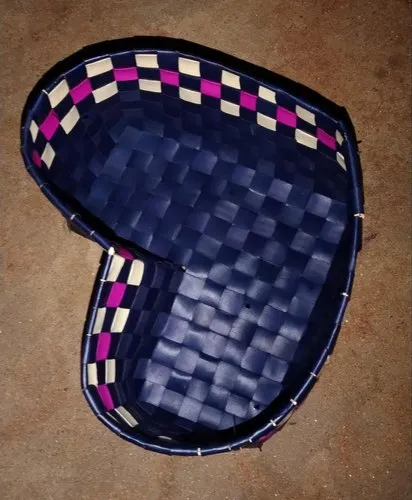 Palm Leaf Heart Shaped Basket, For Home, Color : Blue