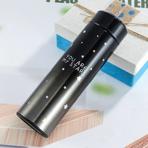 Stainless Steel Black Temperature Water Bottle, Capacity : 500ml