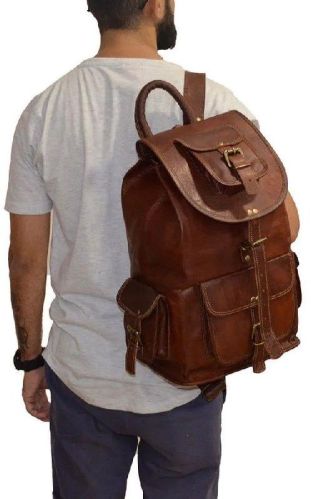 Plain Leather Backpack Bag, Style : Zipper