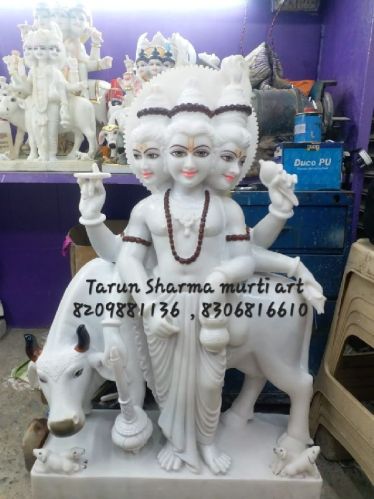 Marble Lord Dattatreya Statue, For Worship, Temple, Interior Decor, Office, Home, Gifting, Packaging Type : Thermocol Box