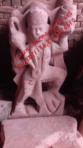 Red Marble Hanuman Statue, For Shiny, Dust Resistance, Packaging Type : Thermocol Box