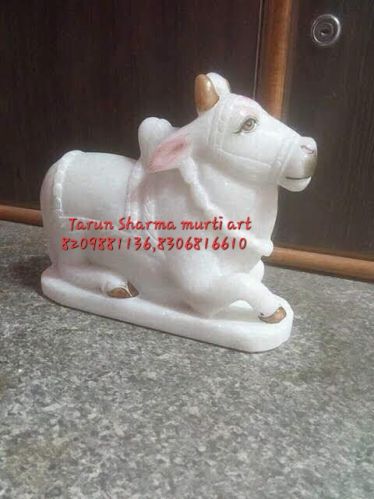 Polished White Marble Nandi Statue, For Shiny, Dust Resistance, Packaging Type : Thermocol Box