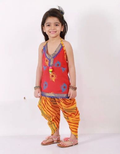 Cotton Morpankh Print Kids Kurti, Size : L, XL, XXL, XXXL