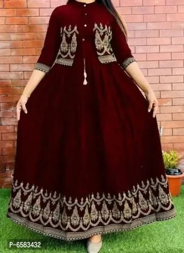 Rayon Printed Anarkali Kurti With Jacket, Occasion : Party Wear