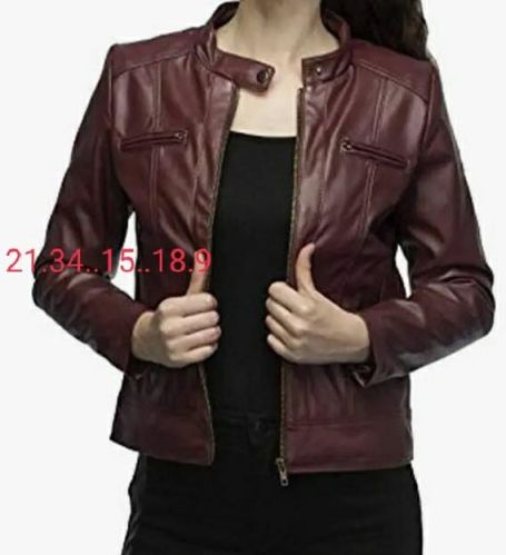 Plain Ladies Leather Jacket, Technics : Attractive Pattern